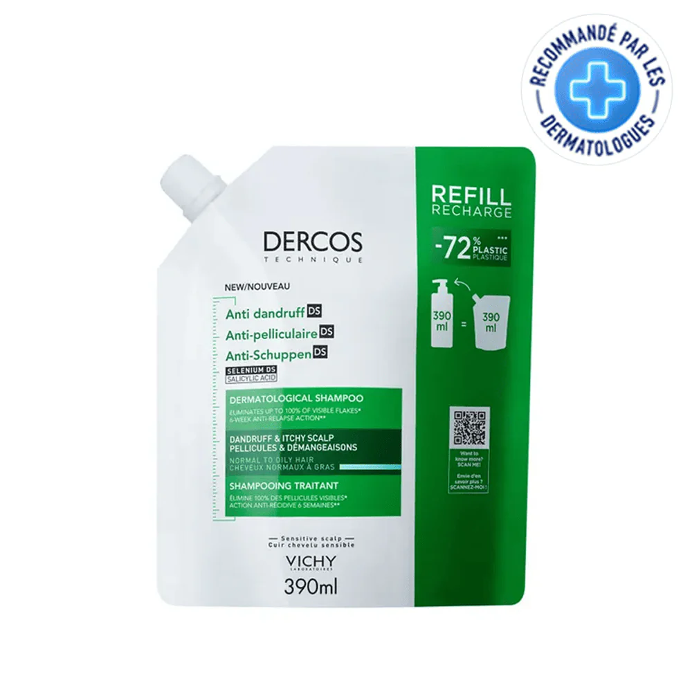 VICHY DERCOS TECHNIQUE ECO-REFILL ANTI-DANDRUFF SHAMPOO DS - Normal to Oily Hair - 390ml